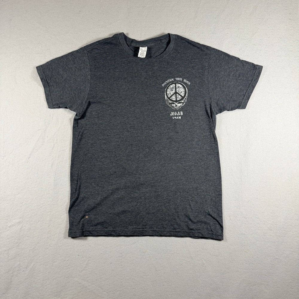 Spectra USA Moab Utah Maintain Your Brain Graphic Tee Size M Gray Mens T-Shirt